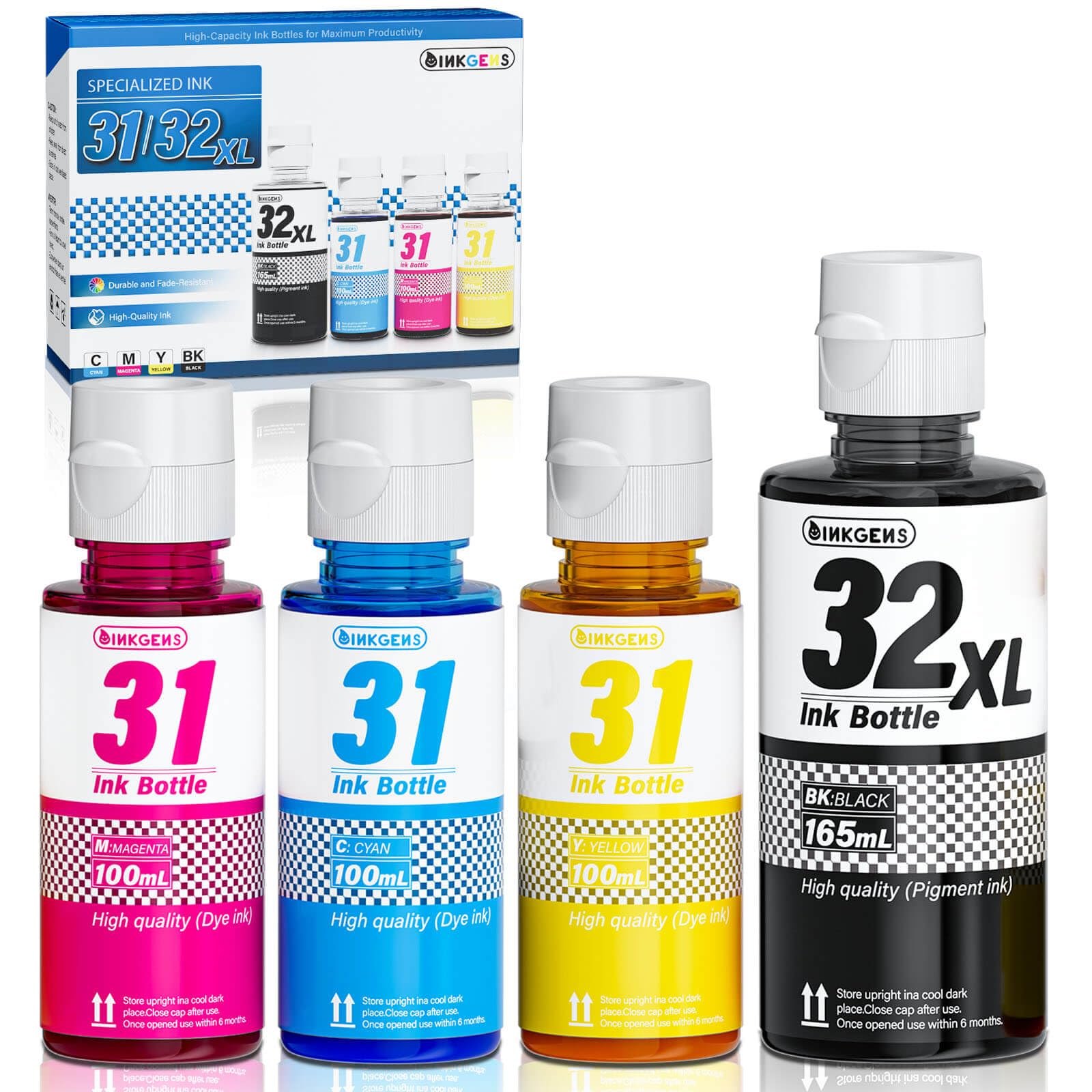 31 Ink Bottle Set 32XL Black Ink Bottle Compatible Replacement for